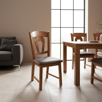 Eetkamerstoel 8x Stoel Set Fauteuil Leer Bekleding Massief Hout Nieuw Horeca Direct