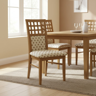 Gevoerde eetkamerstoelen 6x stoelgroep stoelenset textiel stof hout