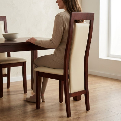 Leenstoel Massief Hout Stoel Hout Leer Bekleding Stoelen Horeca Ontwerp