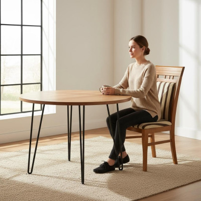 Ontwerpstoelset 4x stoelen hout textiel bekleding stoelen gastronomische stof eetkamer.
