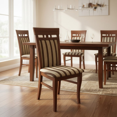 Ontwerpstoelset 4x stoelen hout textiel bekleding stoelen gastronomische stof eetkamer.