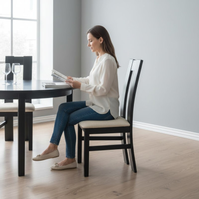 Ontwerpset 4x stoelen hout textiel gestoffeerde stoelen horeca eetkamer stof