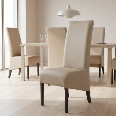 Ontwerp Fauteuil Stoel Hout Leder Bekleding Eetkamer Textiel Horecastoel