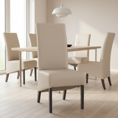 Ontwerp Stoel 4x Fauteuils Stoelen Set Groep 100% Leer Nieuwe Eetkamer