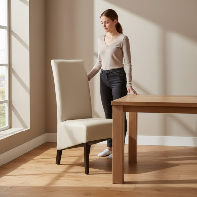 Stel 6x Stoelen Stoel Ontwerp Hout Leer Beklede stoelen Gastro Eetkamer Groep