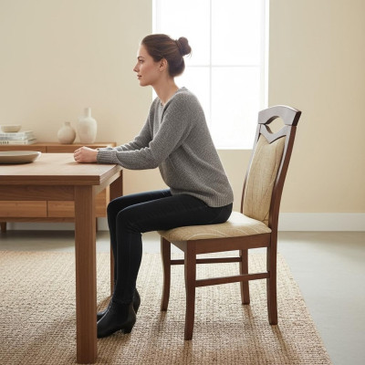 Stel 2x stoelstoelontwerp hout textiel gestoffeerde stoelen gastronomische eetkamer stof
