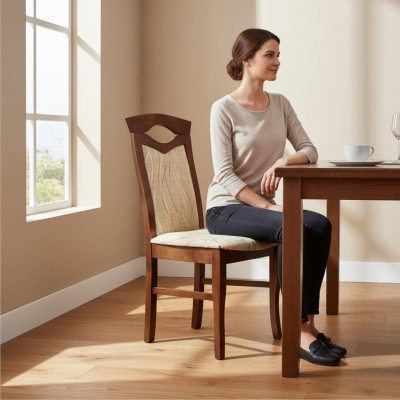 Stel 8x Stoelen Textiel Stoel Designer Hout Bekleding Stoelen Horeca Eetkamer
