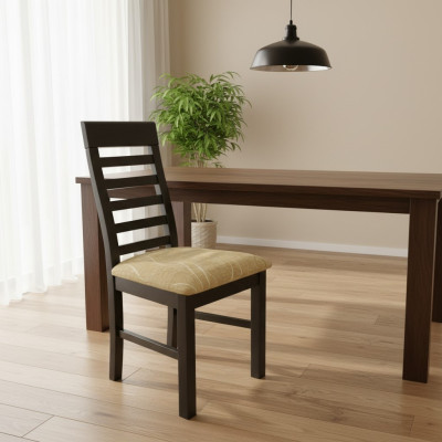 Stel 2x fauteuilstoel ontwerp hout stof gestoffeerde eetkamerstoelen textiel horeca