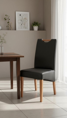 Ontwerp fauteuil bekleding set 2x stoel hout 100% leer stoelen eetkamer Nieuw