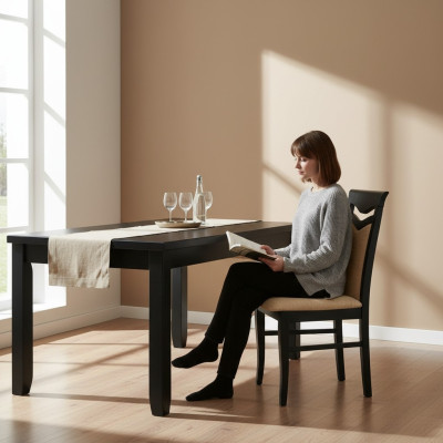 Klassieke 4x fauteuil stoel ontwerper hout stof gestoffeerde stoelen restaurant eetkamer