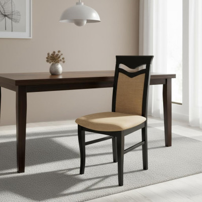 Klassieke 4x fauteuil stoel ontwerper hout stof gestoffeerde stoelen restaurant eetkamer