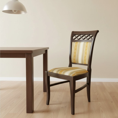 Zet 2x Stoel Fauteuil Ontwerp Hout Stof Stoelen Bekleding Horeca Eetkamer Textiel