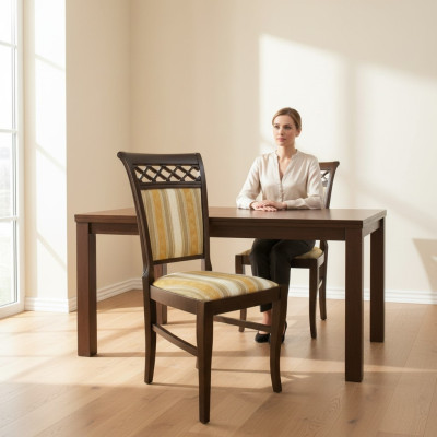 Design Set 4x Stoelstoel Hout Textiel Bekleed Stoelen Horeca Stof Nieuw Eetkamer