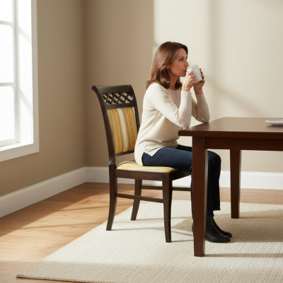 Zet 6x stoelen stoel ontwerper hout stof bekleding stoelen gastro eetkamer textiel