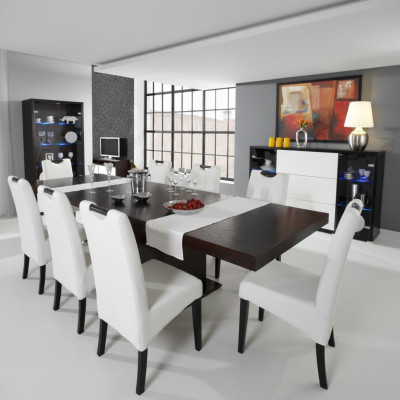 Compleet set eettafel + 8 stoelen eetkamerset eetgroep houten tafel