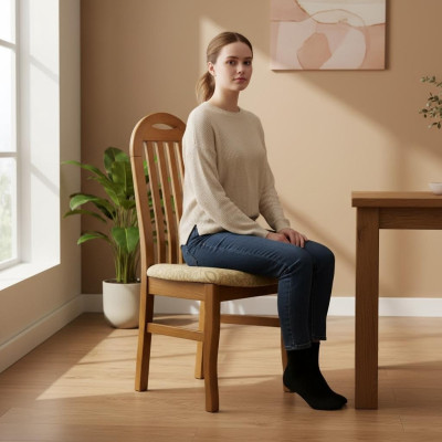 Design Stoel Set 1x Fauteuil Hout Textiel Stoelen Horeca Stof Eetkamer Nieuw