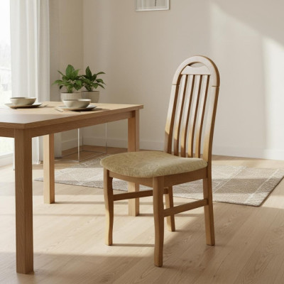 Design Stoel Set 1x Fauteuil Hout Textiel Stoelen Horeca Stof Eetkamer Nieuw