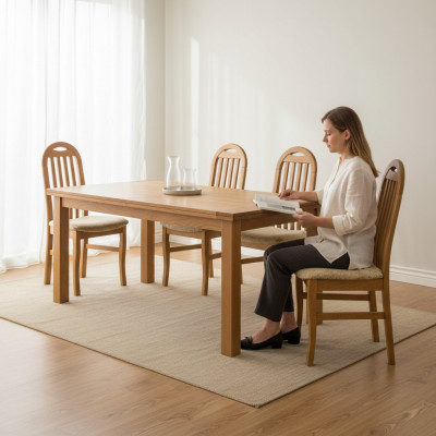 Ontwerpstoel Set 2x Fauteuil Massief Hout Eetkamer Nieuwe Bekleding Horecastof