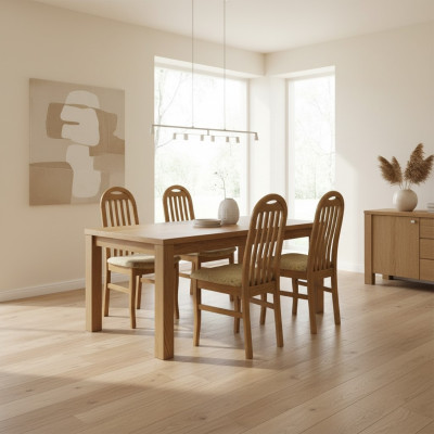 Zet 4x Stoelontwerp Houten Textiel Bekleding Gastro Stoelen Eetkamer Stof