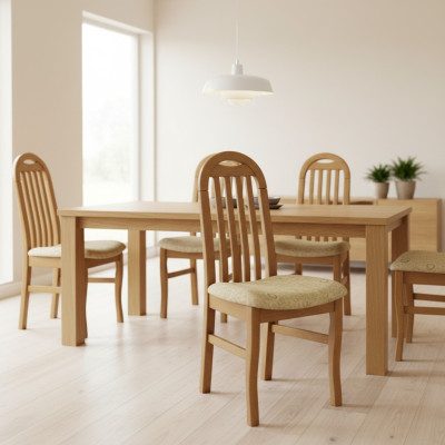 Stoelen 10x Set Armstoelen Massief hout Eetkamer Gestoffeerde Stoelen Eetkamer Stoel