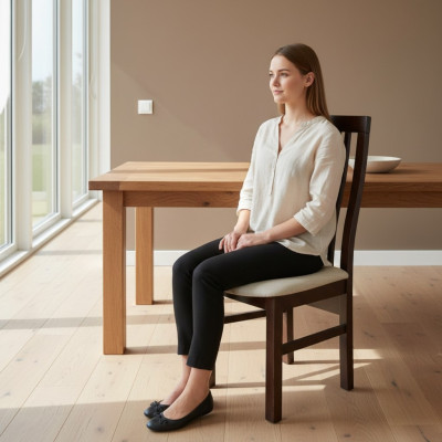 Ontwerp Fauteuil Gaststoel Hout Bekleding Moderne Eetkamerstoel