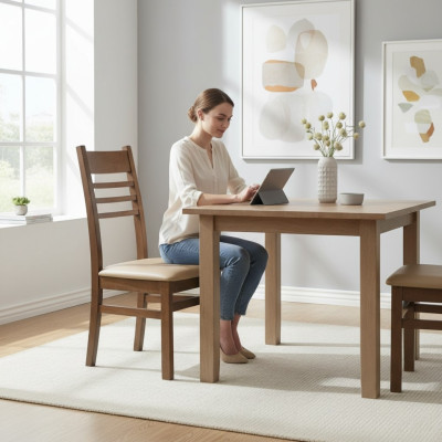 Ontwerpstoel set 2x fauteuil massief houten stoelen eetkamer nieuw gestoffeerde horeca