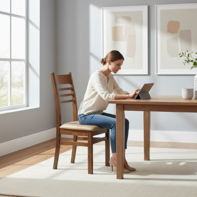 Zet 4x Stoelen Stoel Ontwerp Hout Leer Beklede Stoelen Horeca Eetkamer