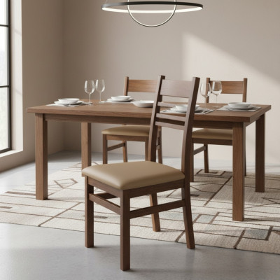 Zet 4x Stoelen Stoel Ontwerp Hout Leer Beklede Stoelen Horeca Eetkamer