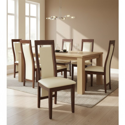 Eetkamerstoel 10x Stoel Set Fauteuil Bekleding Massief Hout Horecastoelen Leer Nieuw