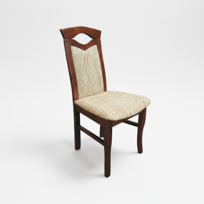 Eetkamerstoel set van 20 massief houten stoelen met stoffen bekleding voor de eetkamer.