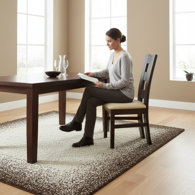 Stel 4x eetkamer leren eetkamerstoel fauteuil massief hout gestoffeerde stoel