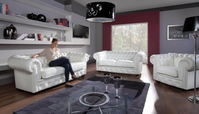 Klassieke Chesterfield bankstel 3+1 zits set Sofa set fluweel Meubels