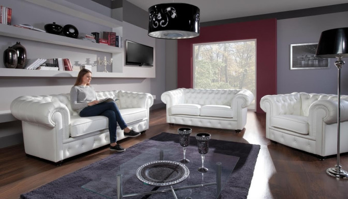 Bankstel 3-zits Chesterfield Design Relax Banken Bekleding Moderne Bankstellen