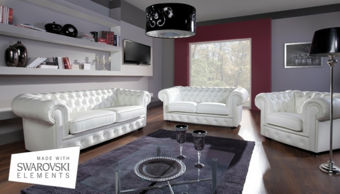 Bankstel 3-zits Chesterfield Design Relax Banken Bekleding Moderne Bankstellen