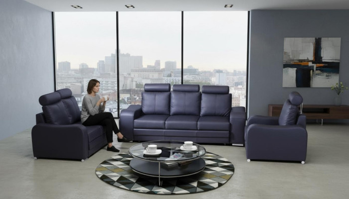 Ontwerpbank 3-zits Relaxbanken Beklede Moderne Driezitsbank 100% Volnerf leer