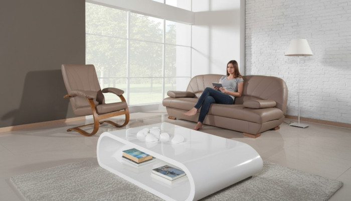 Klassieke woonkamerset 3+1+1 100% echt lederen bankzetel sofa