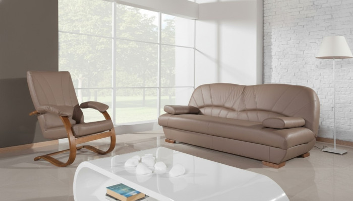 Klassieke woonkamerset 3+1+1 100% echt lederen bankzetel sofa