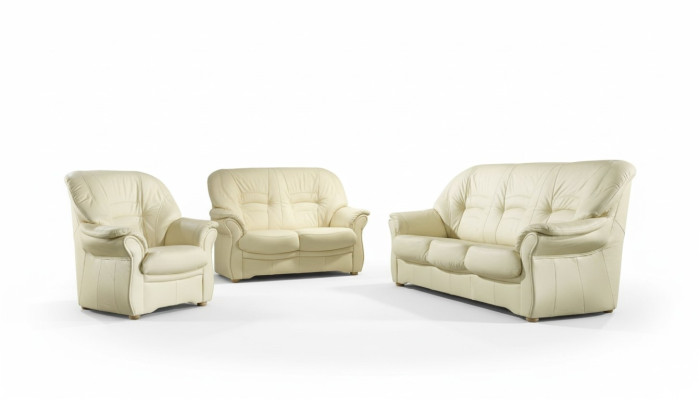 Klassieke woonkamerset 3+1+1 100% volledig leren bank zitkussen decor bank