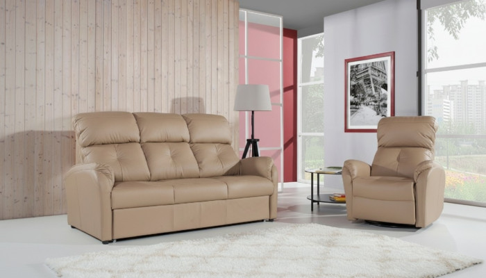 Sofaset van 3+2+1 zitsbank, bank, leren bank, ontspannen, elektrisch.