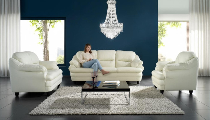 Bankstel 3+2+1 zits set Design banken Beklede banken Relax leren