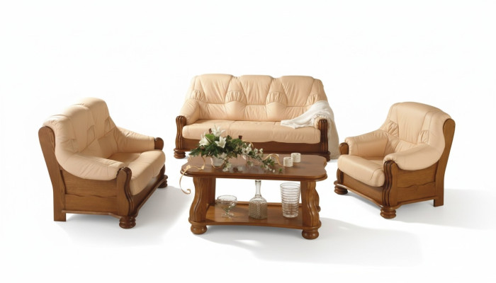 Bankstel Leren bank Mannen club bank Bank Bekleding Stoel 3+1+1 Compleet