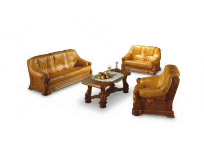Woonkamer lederen houten meubelset 3+2+1 bank bank bekleding zitplaats