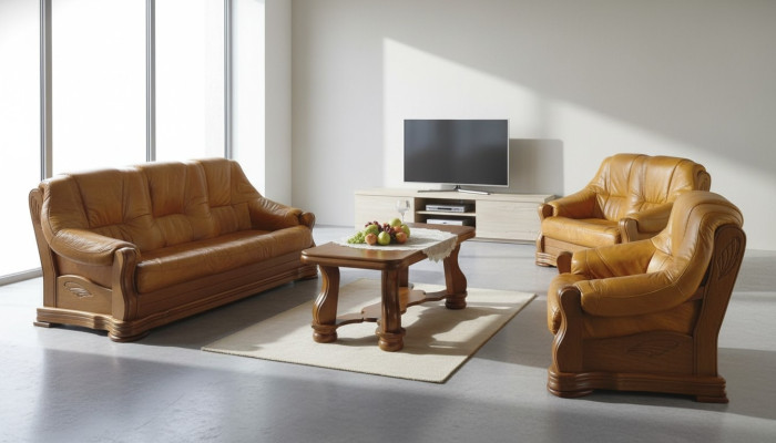 Woonkamer leren bankstel set 3+1 zitsbank bank bank zetel