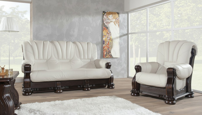 Lederen bankstel van de luxe klasse met echte houten frame Bankstel 3+2 Bank