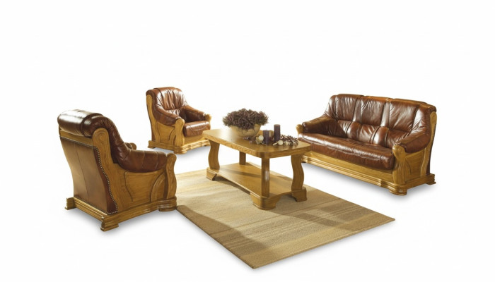 Klassieke tweezits bank leren bank Nieuwe bekleding Bank 2 zits leer