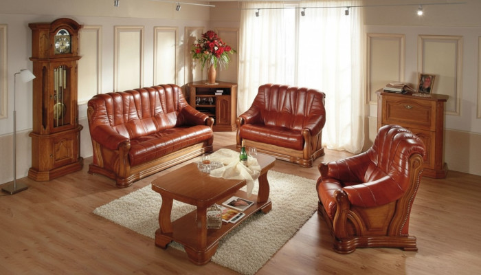 Compleet leren bankstel set leren bankstellen luxe woonkamer banken 3+2