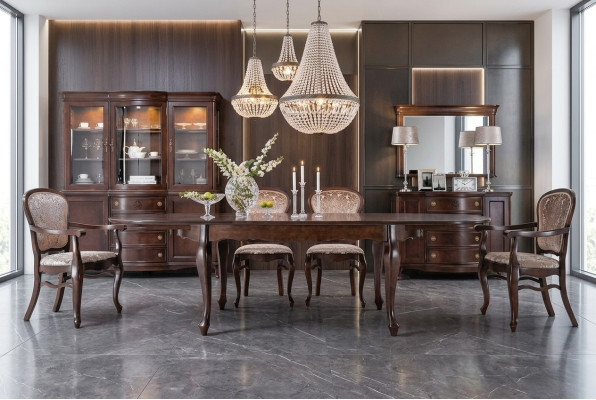 Klassieke antieke stijl Eettafel Woonkamer Houten Tafels XXL Groot Nieuw