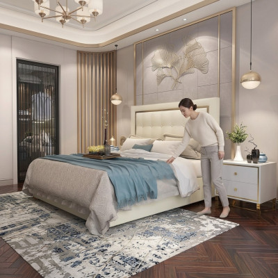 Bedbekleding Ontwerp Luxe Tweepersoons Hotelbedden 180x200cm Slaapkamer Metaal