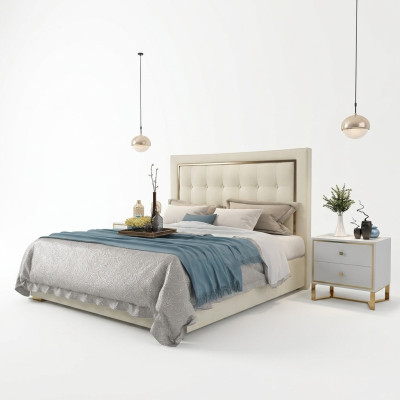 Bedbekleding Ontwerp Luxe Tweepersoons Hotelbedden 180x200cm Slaapkamer Metaal