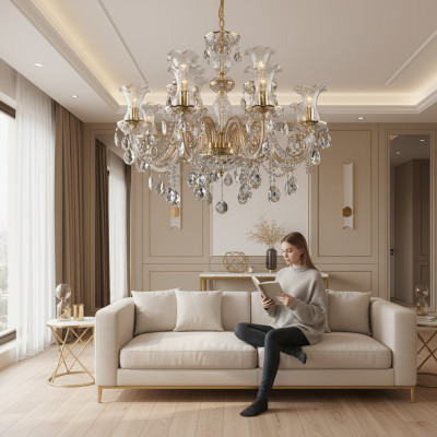 Klassieke kroonluchter plafondlamp Bohemen verlichting kristal Nieuw